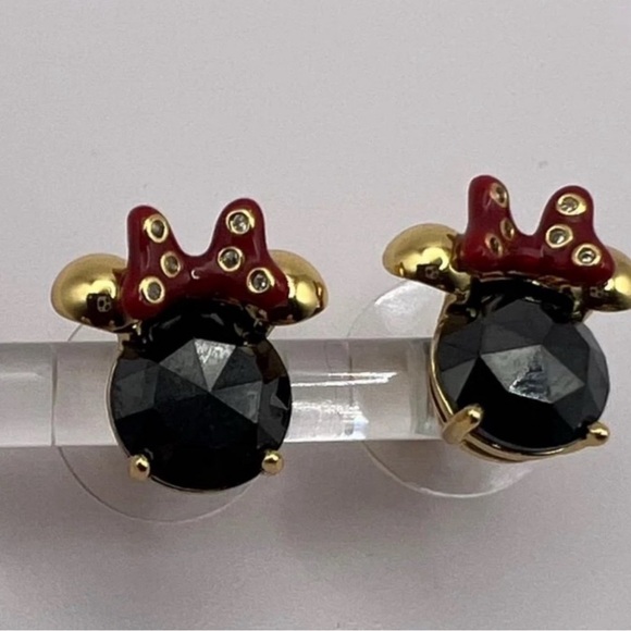 NWT Disney x Kate Spade Minnie Mouse Earrings & Necklace Set | Gold Black Red CZ - Picture 8 of 12